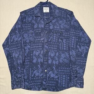 Ariat Retro Fit Men’s Western Pearl Snap Shirt Sz S Blue Paisley Print Sawtooth